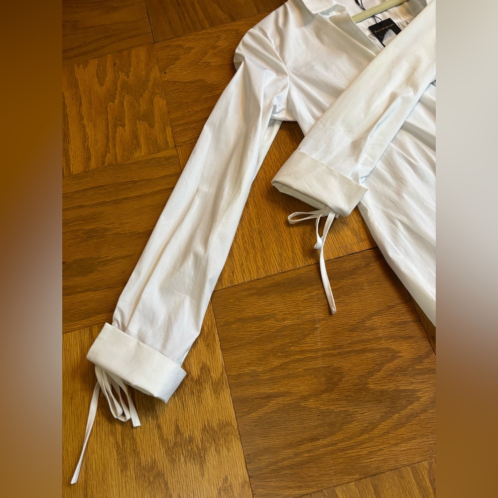 Renuar White Button Down Shirt with sleeve ties